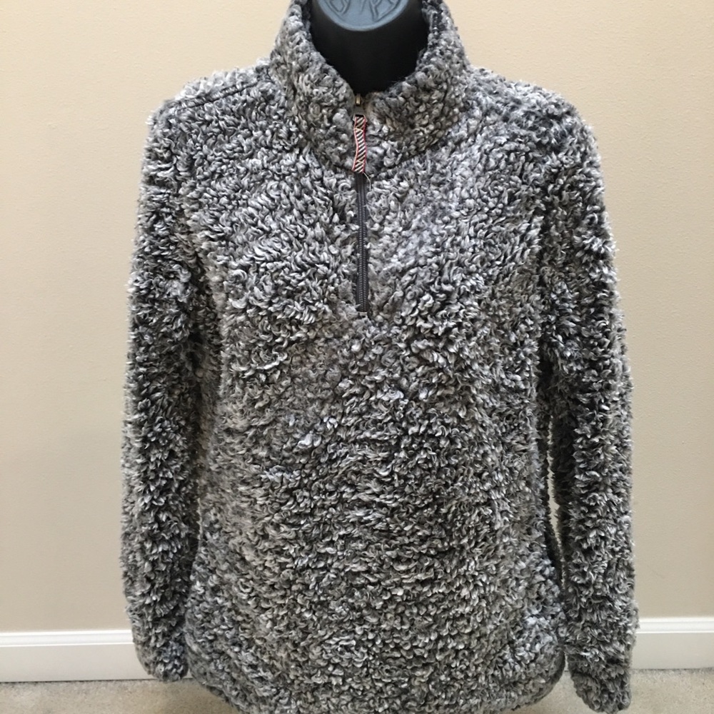 Weatherproof Sherpa gray sweater half zip Sz M
